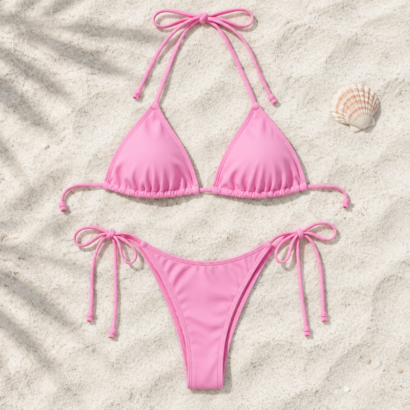 Triangle bikini set in Tropical Pink
