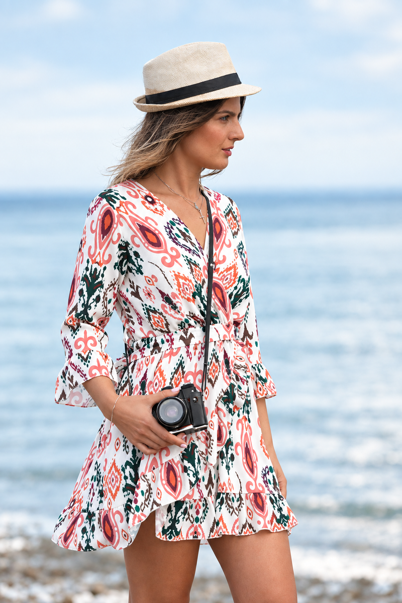 White Coastal Breeze printed dress